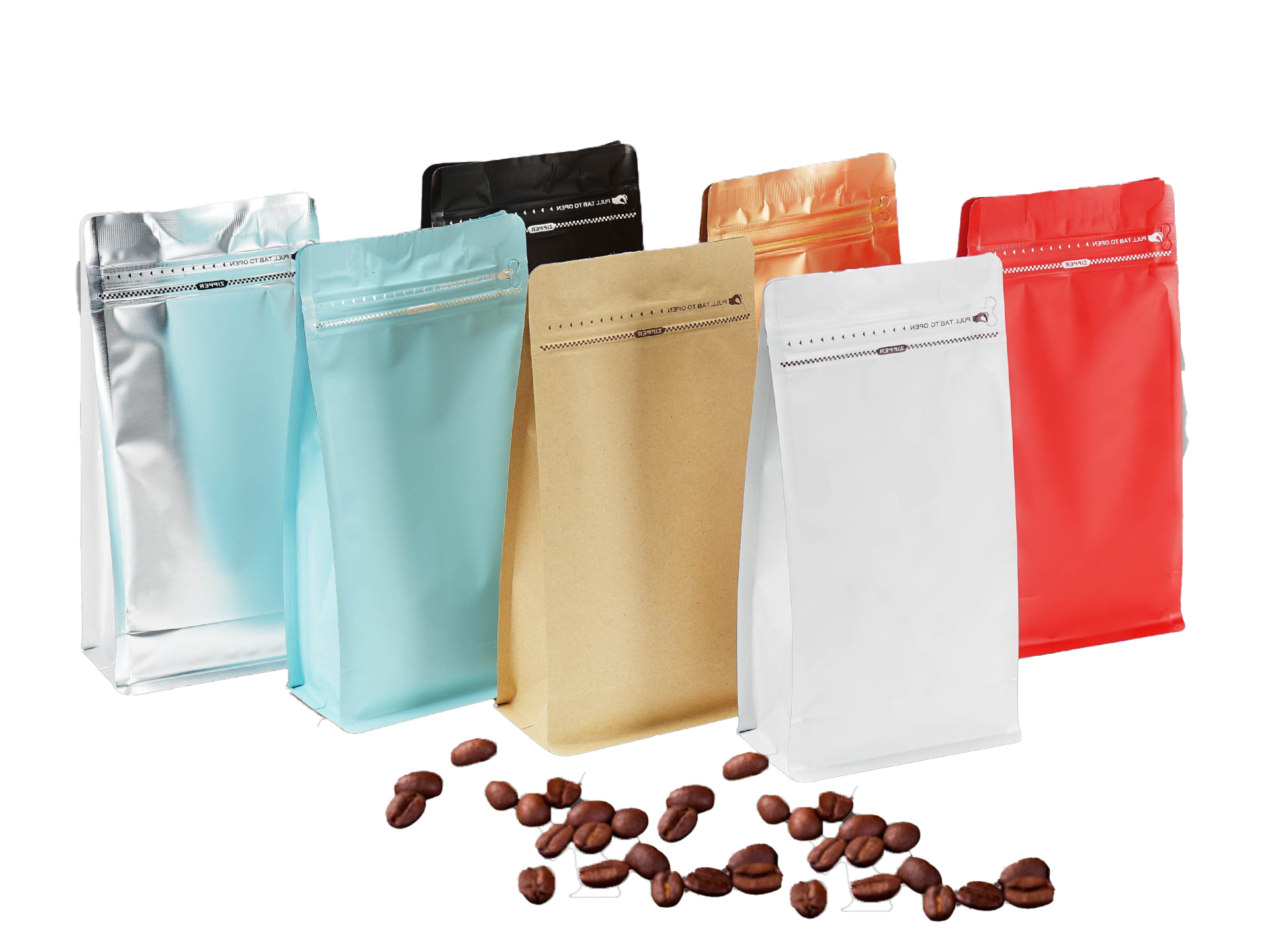 Coffee bag with eight sided seal